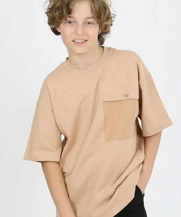 Patchwork Waffle Pocket T-Shirt for Boys