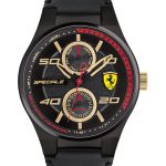 Ferrari Men's Speciale Multi Black Leather Strap Watch 44mm