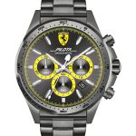 Ferrari Men's Chronograph Pilota Gray Ion-Plated Stainless Steel Bracelet Watch 45mm