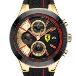 Ferrari Men's Red Rev Evo Chronograph Black Silicone Strap