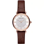 Emporio Armani Brown Steel and Leather Quartz Watch