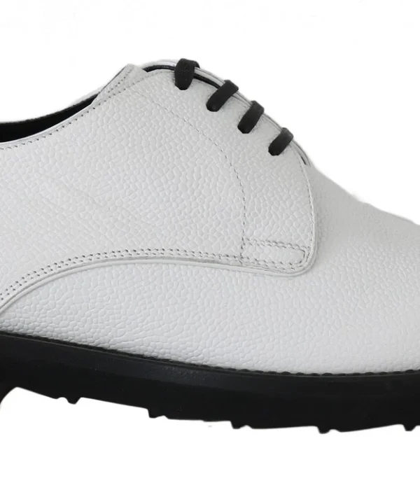 Dolce & Gabbana White Leather Derby Dress Formal Shoes
